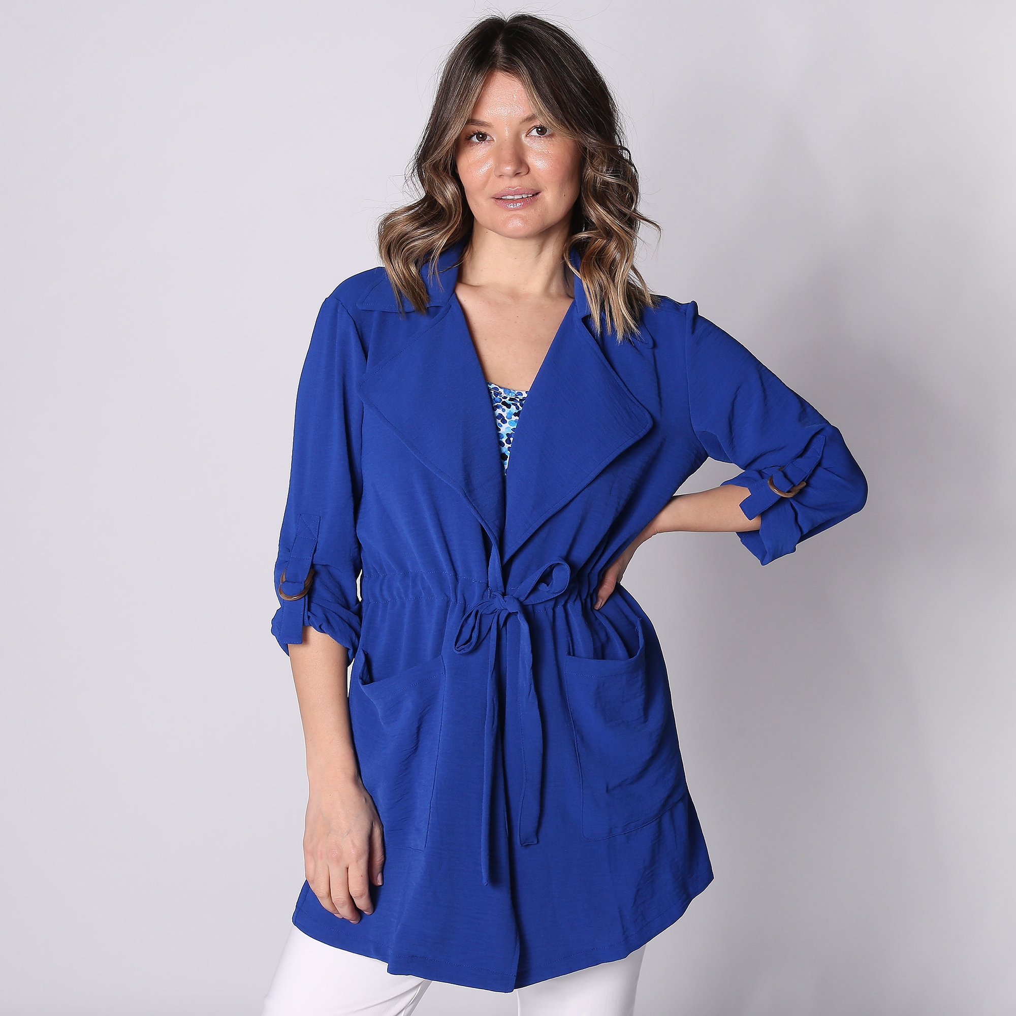 Nina Leonard Textured Wave Drawstring Jacket - TSC.ca