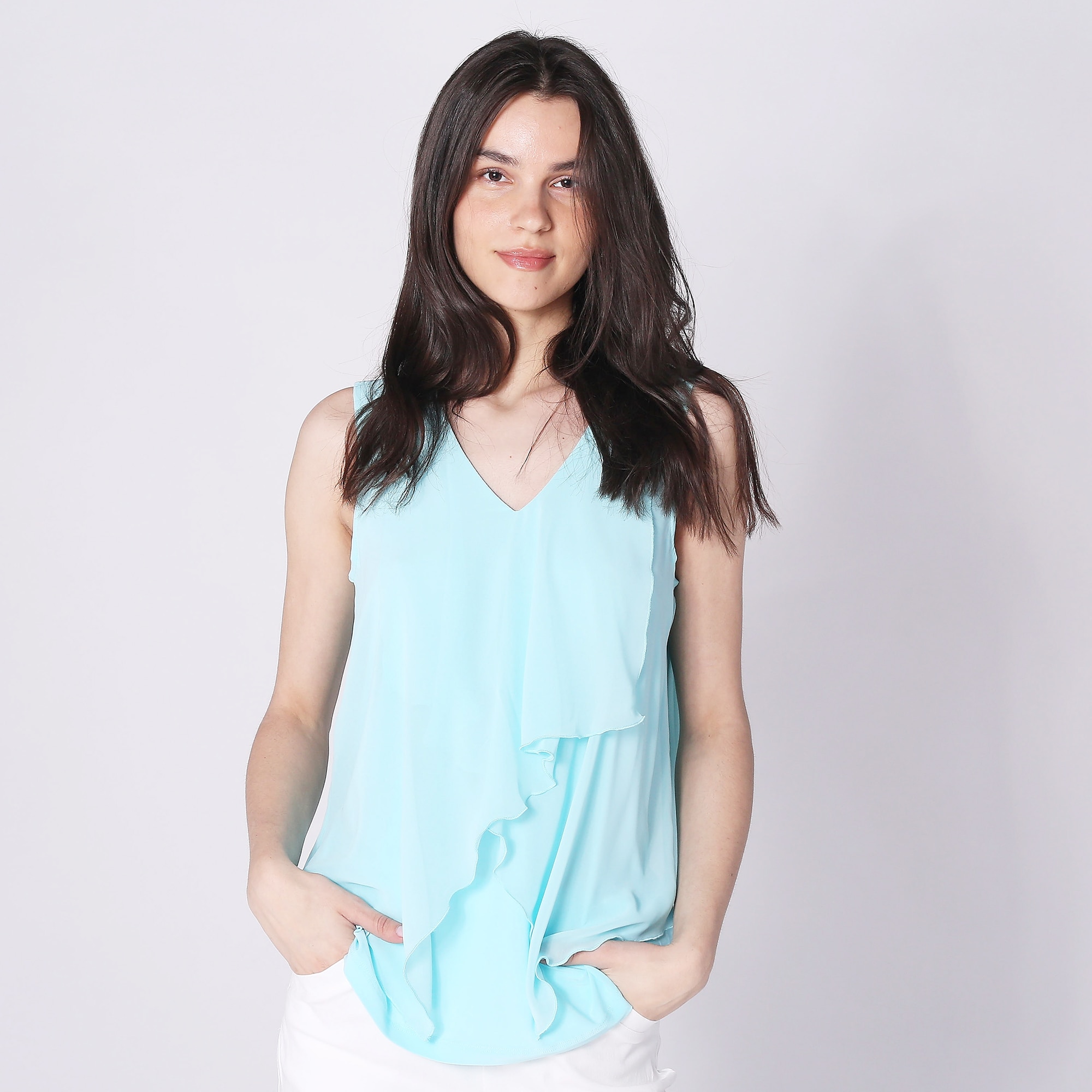 Nina Leonard Sleeveless Chiffon Top