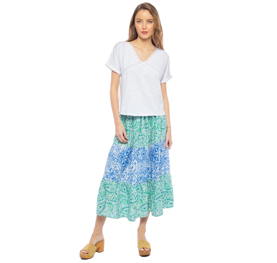 Image 247081_MTI.jpg, Product 247-081 / Price $39.33, Parker & Rowe Linen-Like Smocked Yoke Skirt from Parker & Rowe on TSC.ca's Fashion department