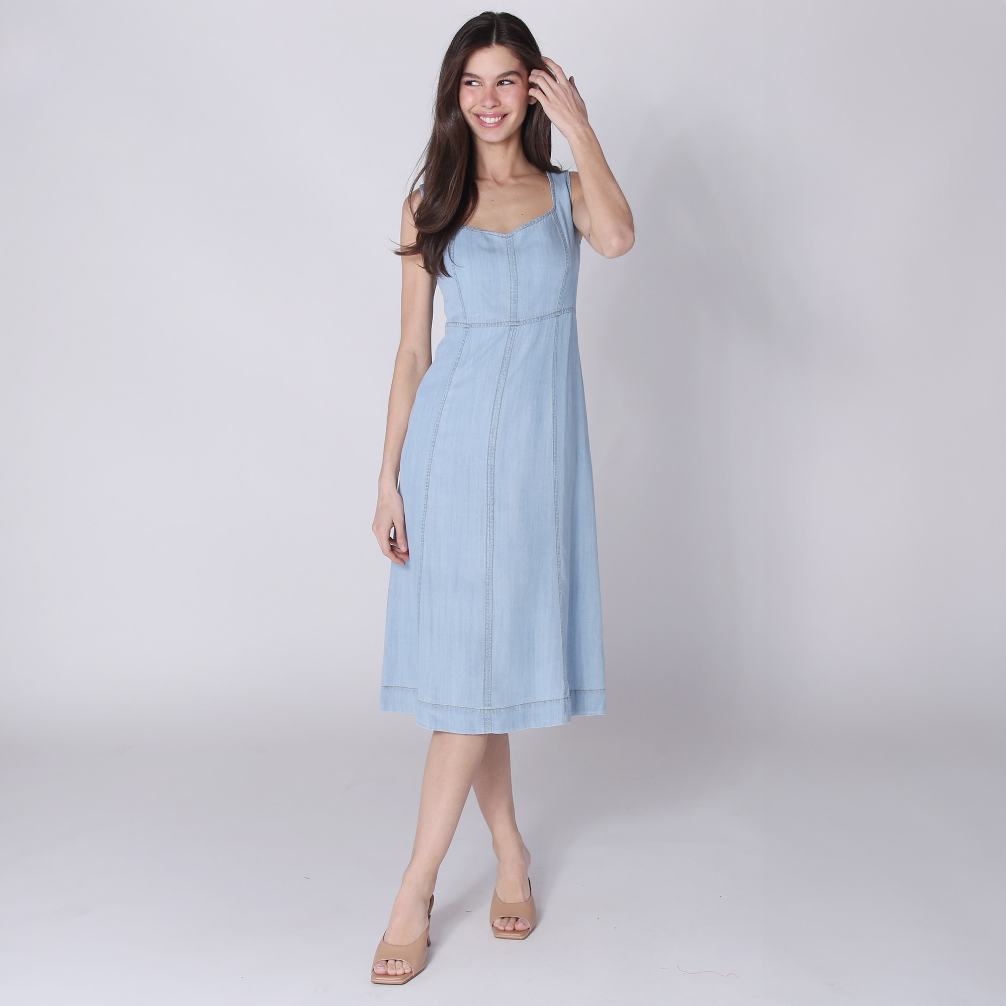 Parker Rowe Denim Fit and Flare Dress