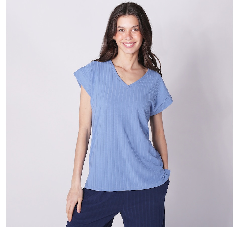 Image 247161_CHA.jpg, Product 247-161 / Price $10.33, Cuddl Duds Wide Rib V-Neck Tee from Cuddl Duds on TSC.ca's Fashion department