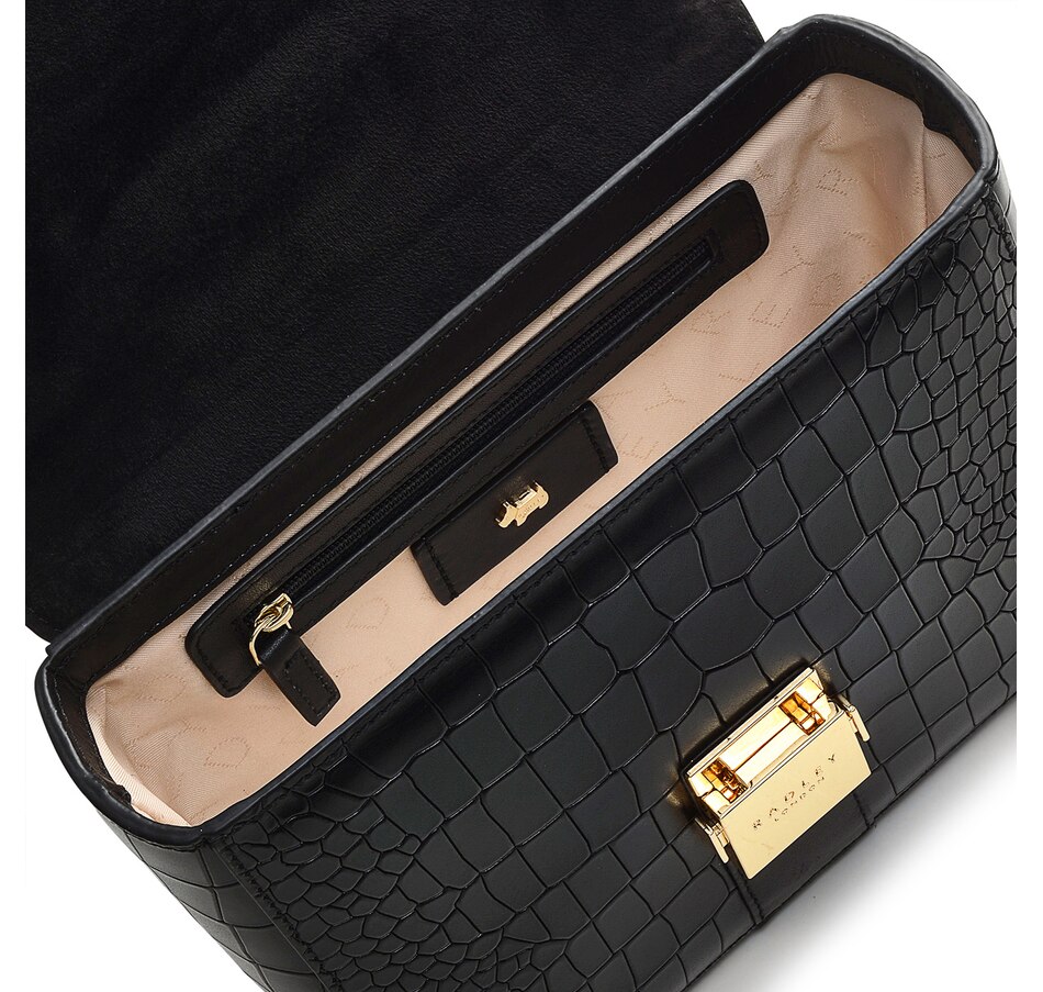 Radley Pocket Croc-Embossed Leather Medium Cross Body Bag, Black