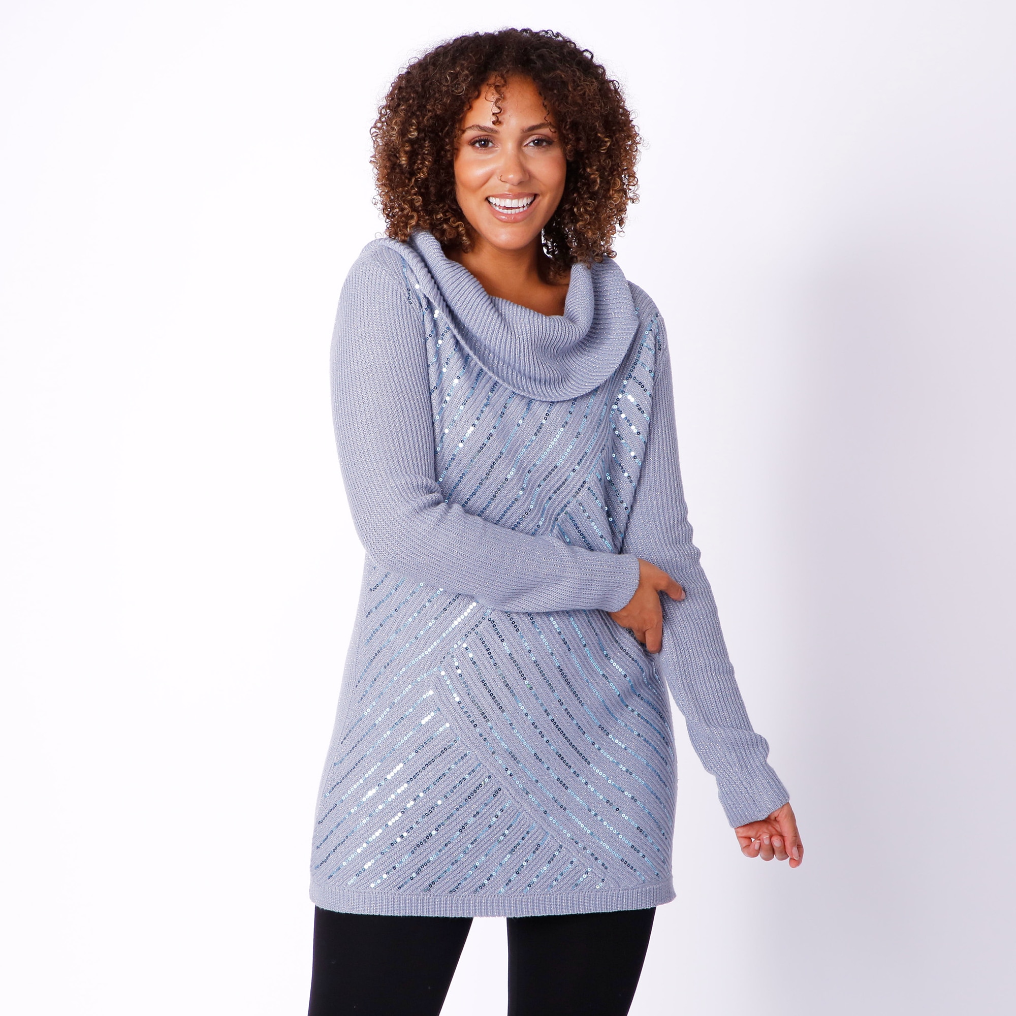 Cowl neck outlet knit sweater