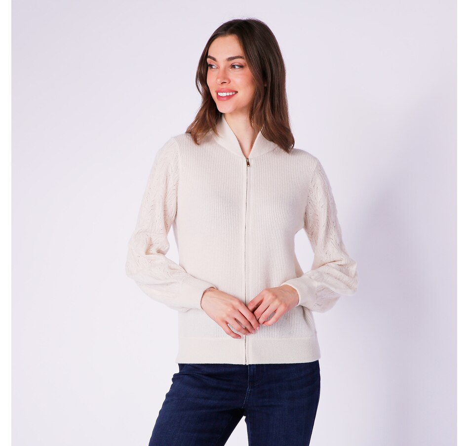 Image 247277_SNO.jpg, Product 247-277 / Price $159.88, Lusso Apparel Cropped Texture Stitch Bomber from Lusso Cashmere on TSC.ca's Fashion department