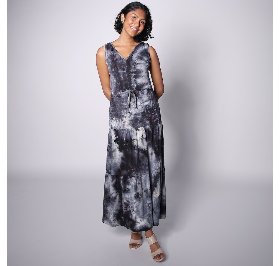 Image 247292_BKMU.jpg, Product 247-292 / Price $29.33, Nina Leonard Drawstring Waist Tiered Maxi Dress from Nina Leonard on TSC.ca's Fashion department