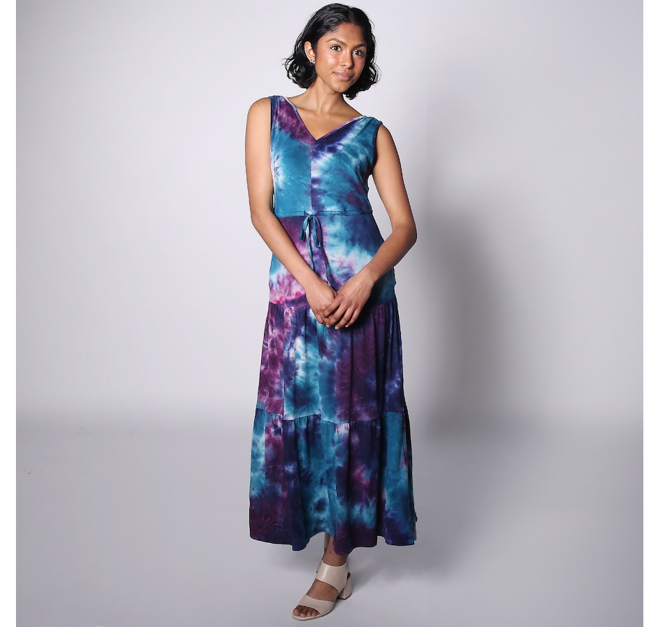 Image 247292_PLTM.jpg, Product 247-292 / Price $29.33, Nina Leonard Drawstring Waist Tiered Maxi Dress from Nina Leonard on TSC.ca's Fashion department