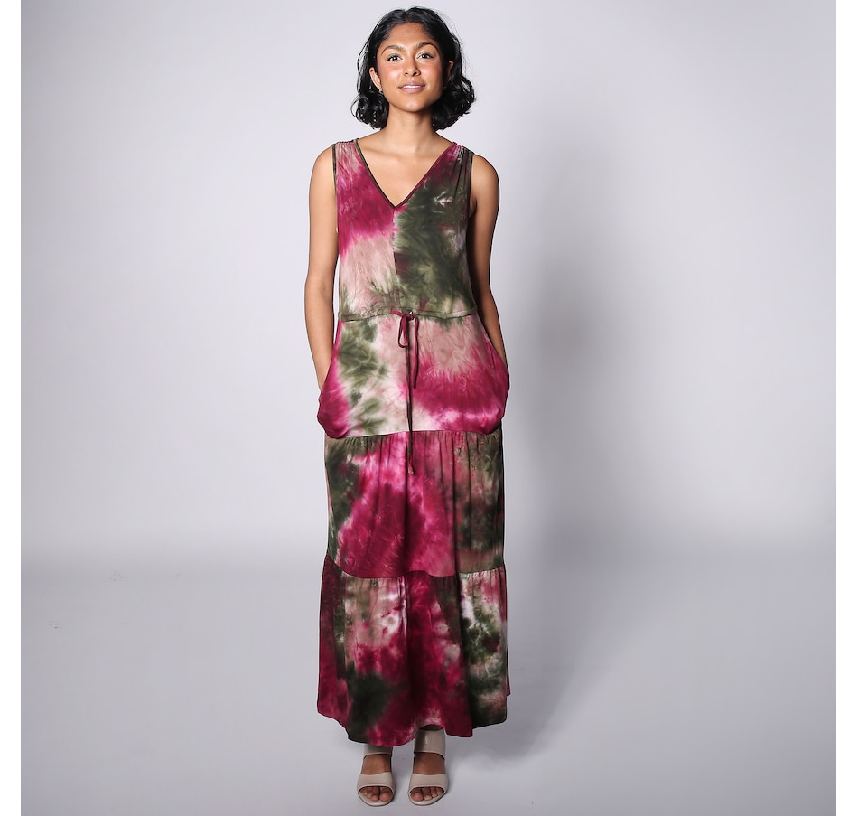 Image 247292_WNL.jpg, Product 247-292 / Price $29.33, Nina Leonard Drawstring Waist Tiered Maxi Dress from Nina Leonard on TSC.ca's Fashion department