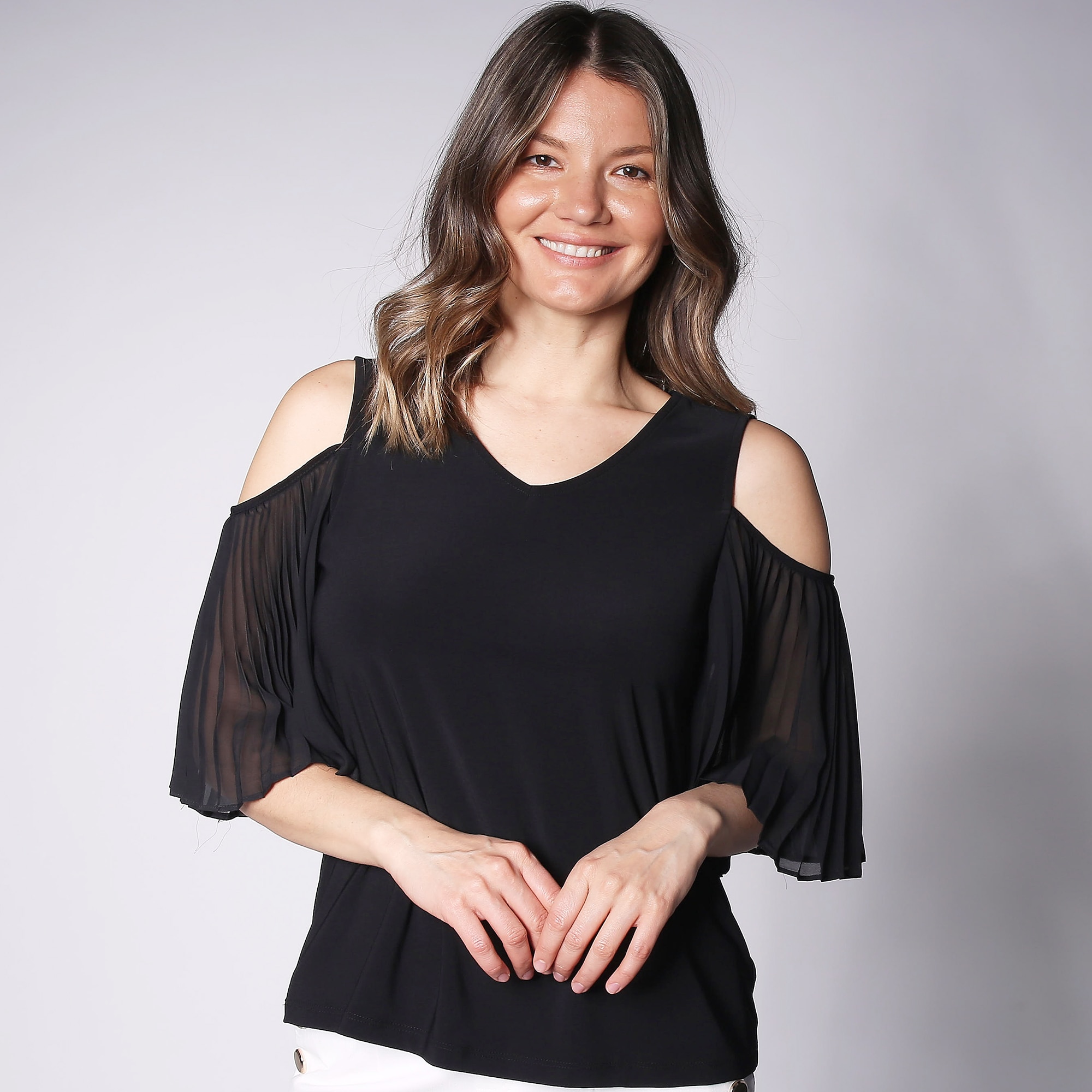 LEONARD♡トップスsize40 Nina Leonard Boatneck Jacquard Chiffon Kimono Top - TSC.ca
