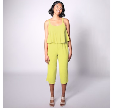 Nina Leonard Adjustable Strap Pebble Jumpsuit