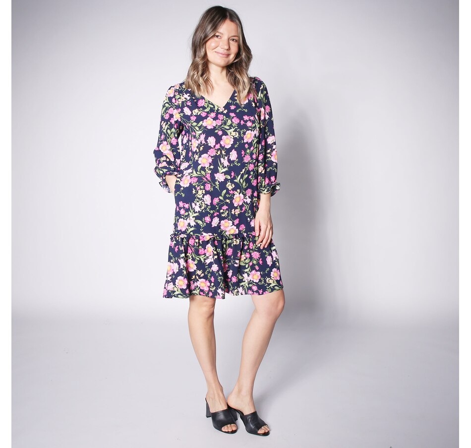 Image 247307_NDRGM.jpg, Product 247-307 / Price $24.33, Nina Leonard Balloon 3/4 Sleeve Smocked Yoke Dress from Nina Leonard on TSC.ca's Fashion department