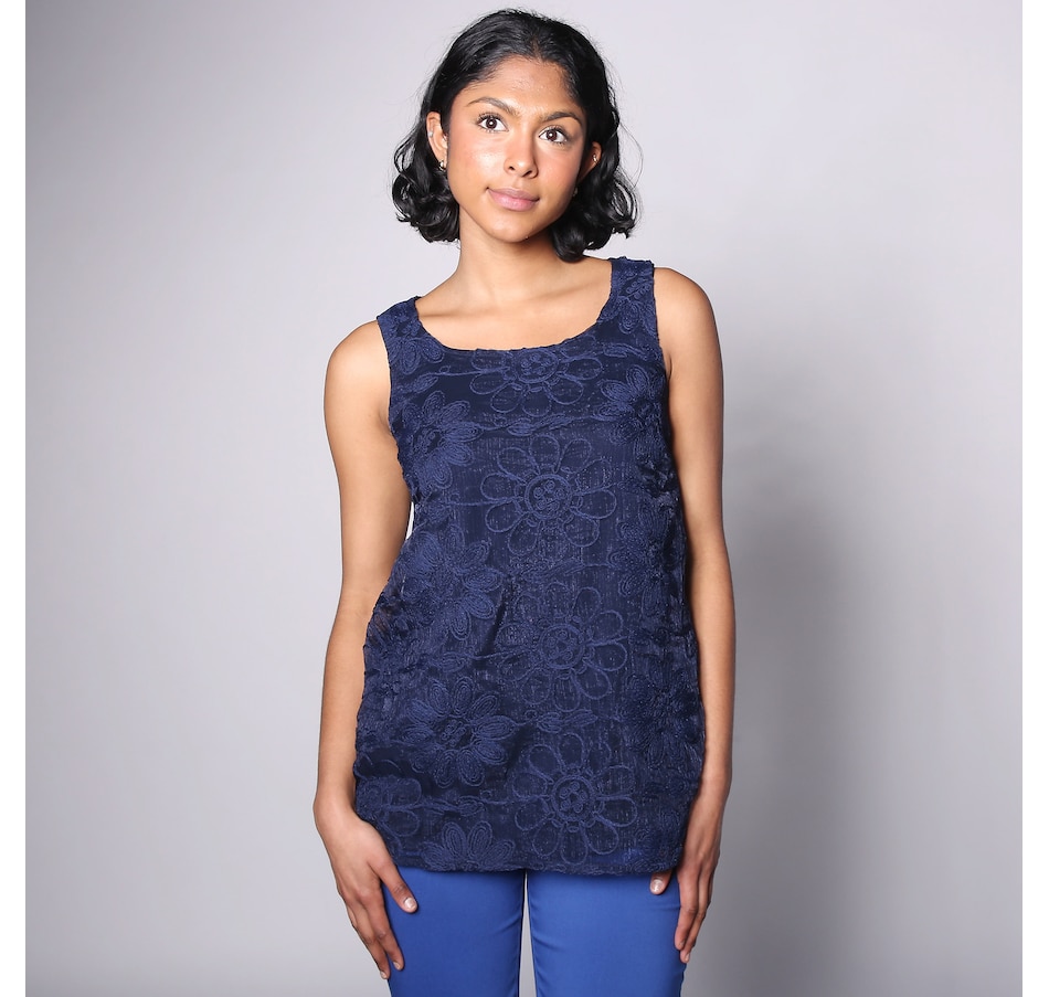 Image 247310_NVY.jpg, Product 247-310 / Price $18.33, Nina Leonard Scoop Neck Sleeveless Float Top from Nina Leonard on TSC.ca's Fashion department