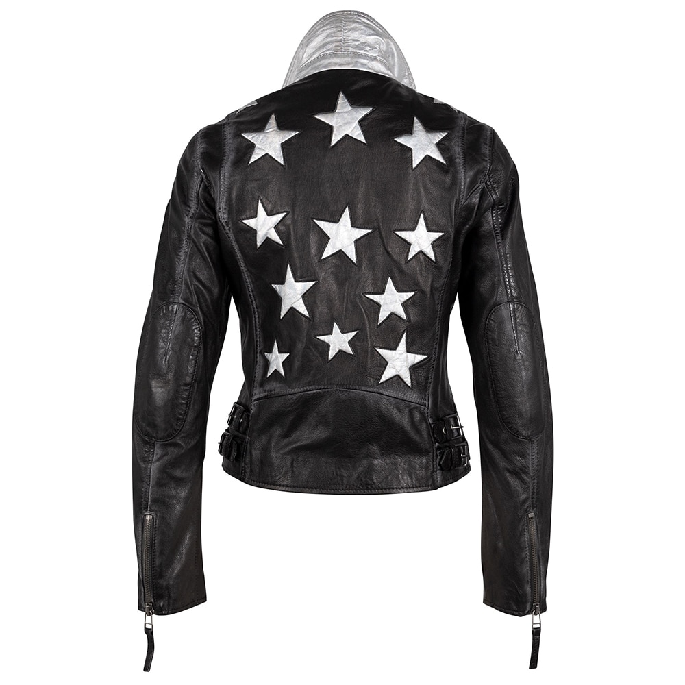 Leather jacket store with white stars