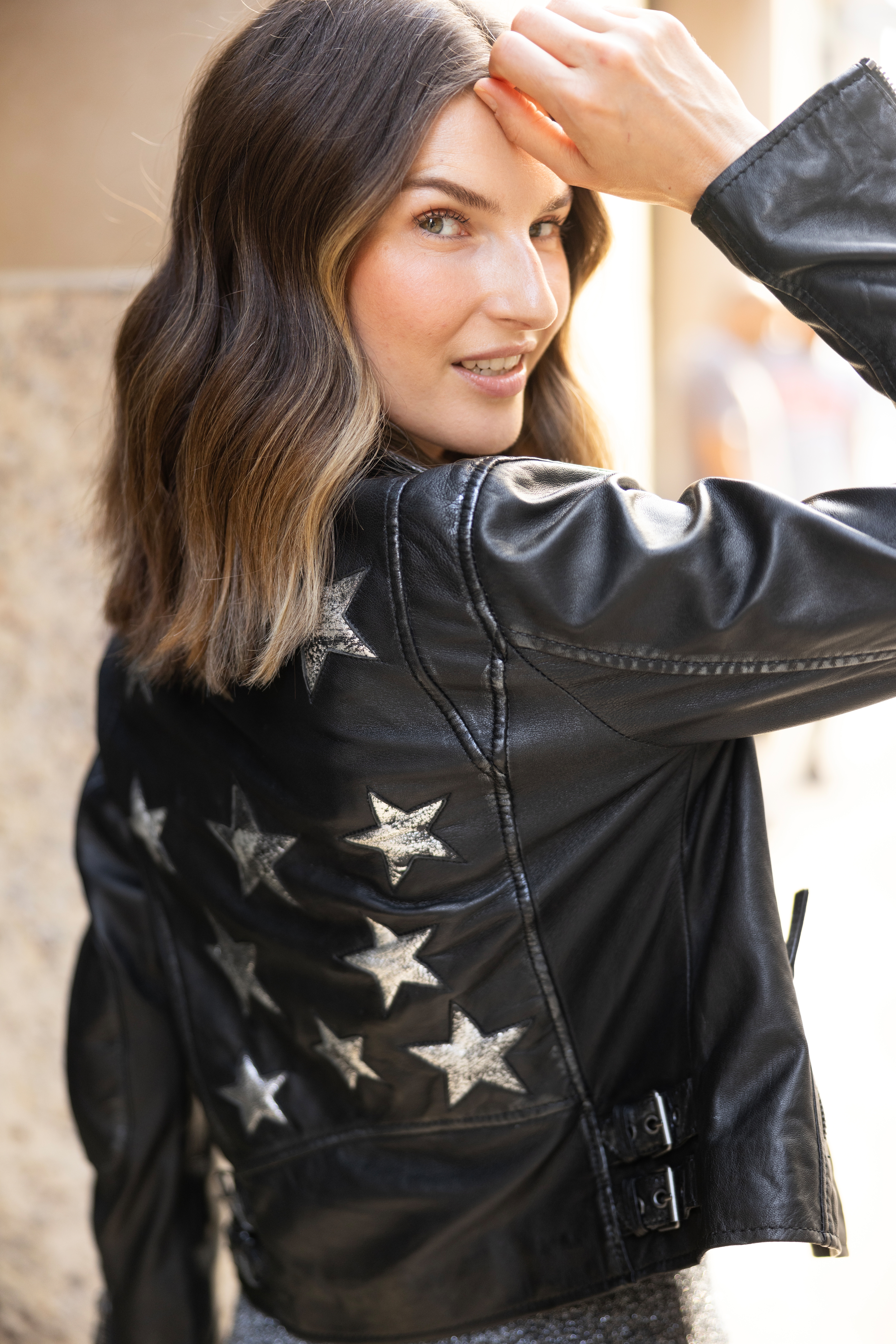 Mauritius Cristy Leather Jacket With Star Back - TSC.ca