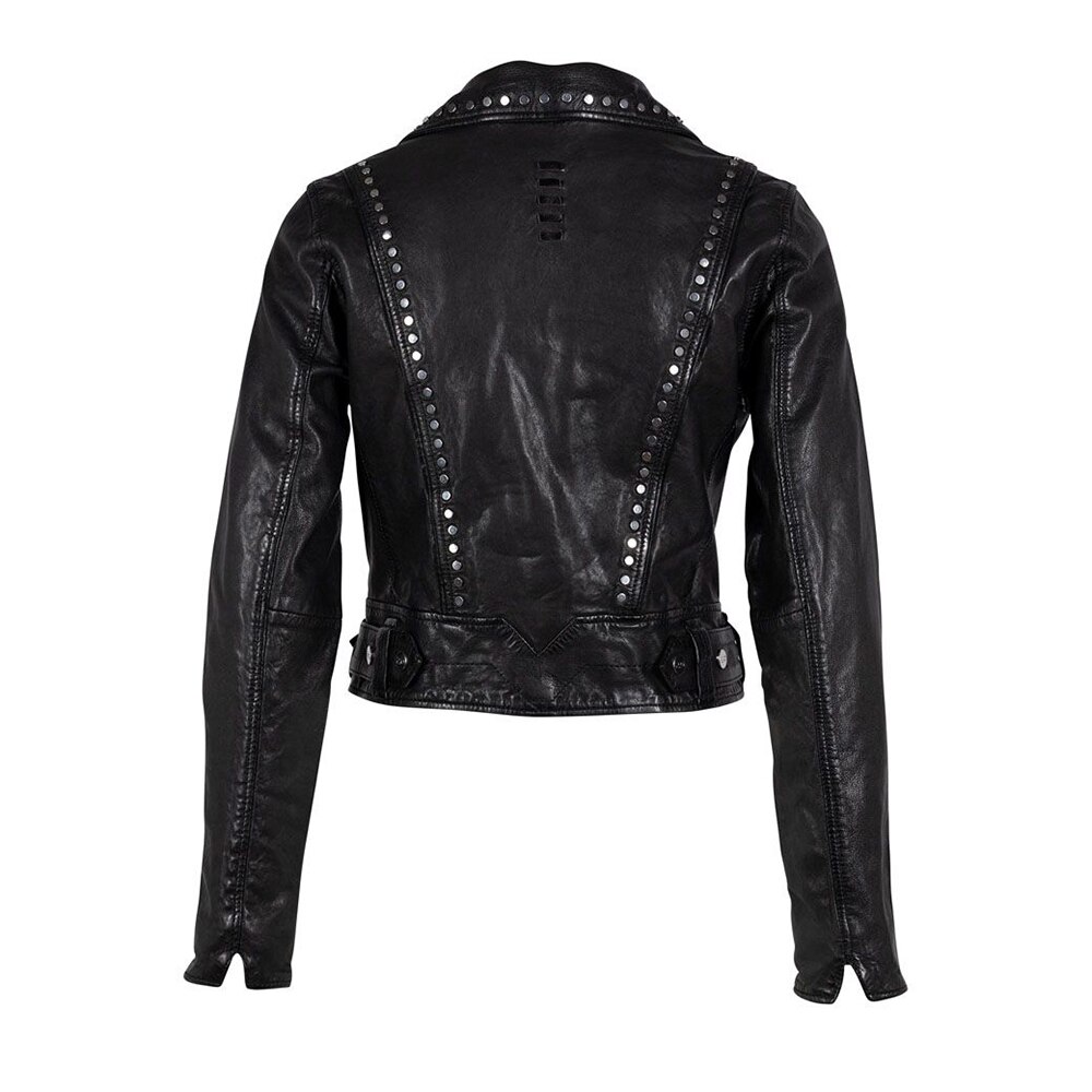【mnem】Kes Stud Leather Jacket Men Rock Punk Style Black Leather Jacket with Studs, Studded