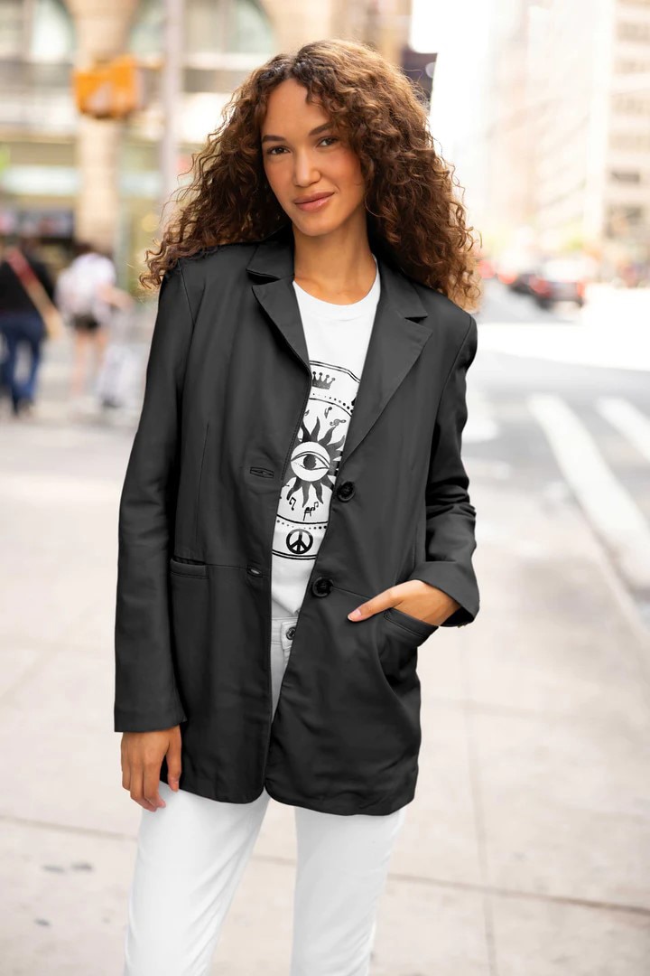 Mauritius Oversized Blazer Style Leather Jacket