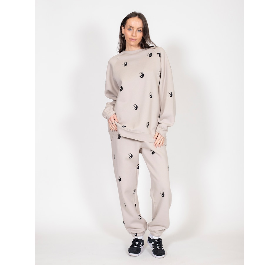 Image 247468_ALTMORE3.jpg, Product 247-468 / Price $69.88, Brunette The Label All Over Yin Yan Not Your Boyfriend's Crew Sweater from Brunette The Label on TSC.ca's Fashion department