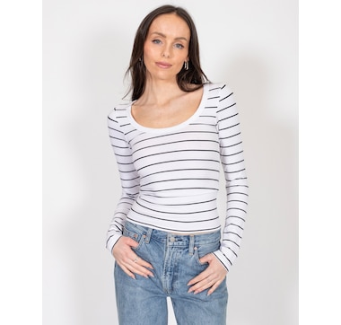 Brunette The Label Scoop Neck Long Sleeve Tee