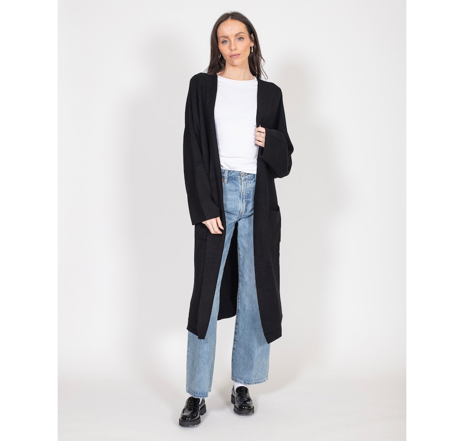 Image 247480_BLK.jpg, Product 247-480 / Price $67.33, Brunette The Label Matilda Rib Knit Oversized Longline Cardi from Brunette The Label on TSC.ca's Fashion department
