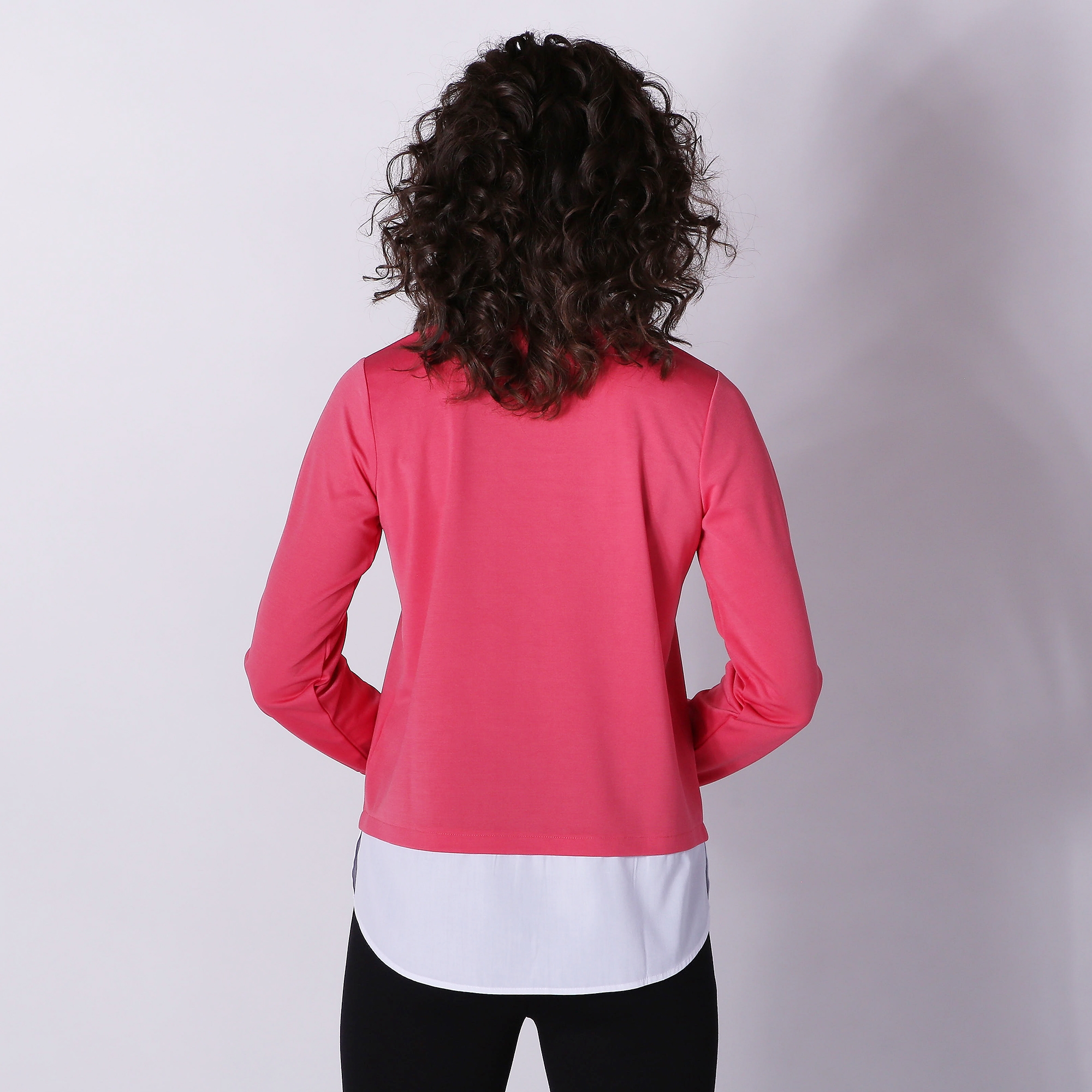 Isaac Mizrahi Mixed Media Fooler Top with Shirt Hem - TSC.ca