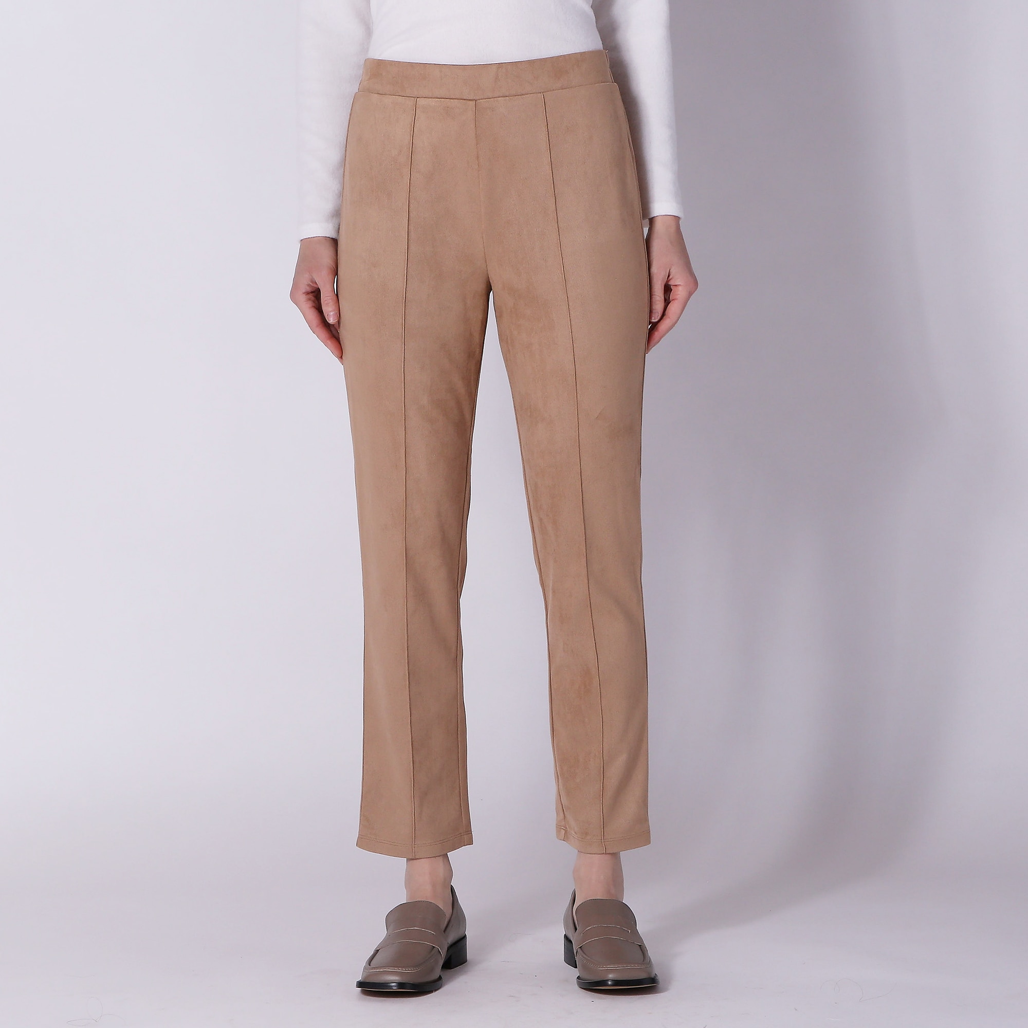 Isaac Mizrahi Stretch Faux Suede 24/7 Slim Ankle Pant