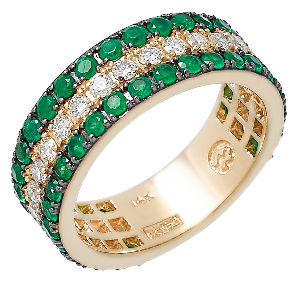 Image 247769.jpg, Product 247-769 / Price $1,599.33, EFFY Jewellery 14K Yellow Gold Diamond and Double Row Emerald Ring from Effy Jewellery on TSC.ca's Jewellery department