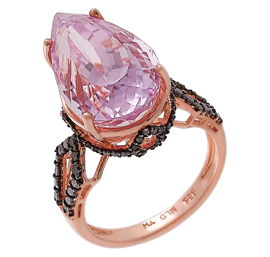Image 247878_14KRP.jpg, Product 247-878 / Price $899.88, Sterling Silver Kunzite & Black Diamond Ring from Best of Gems on TSC.ca's Jewellery department