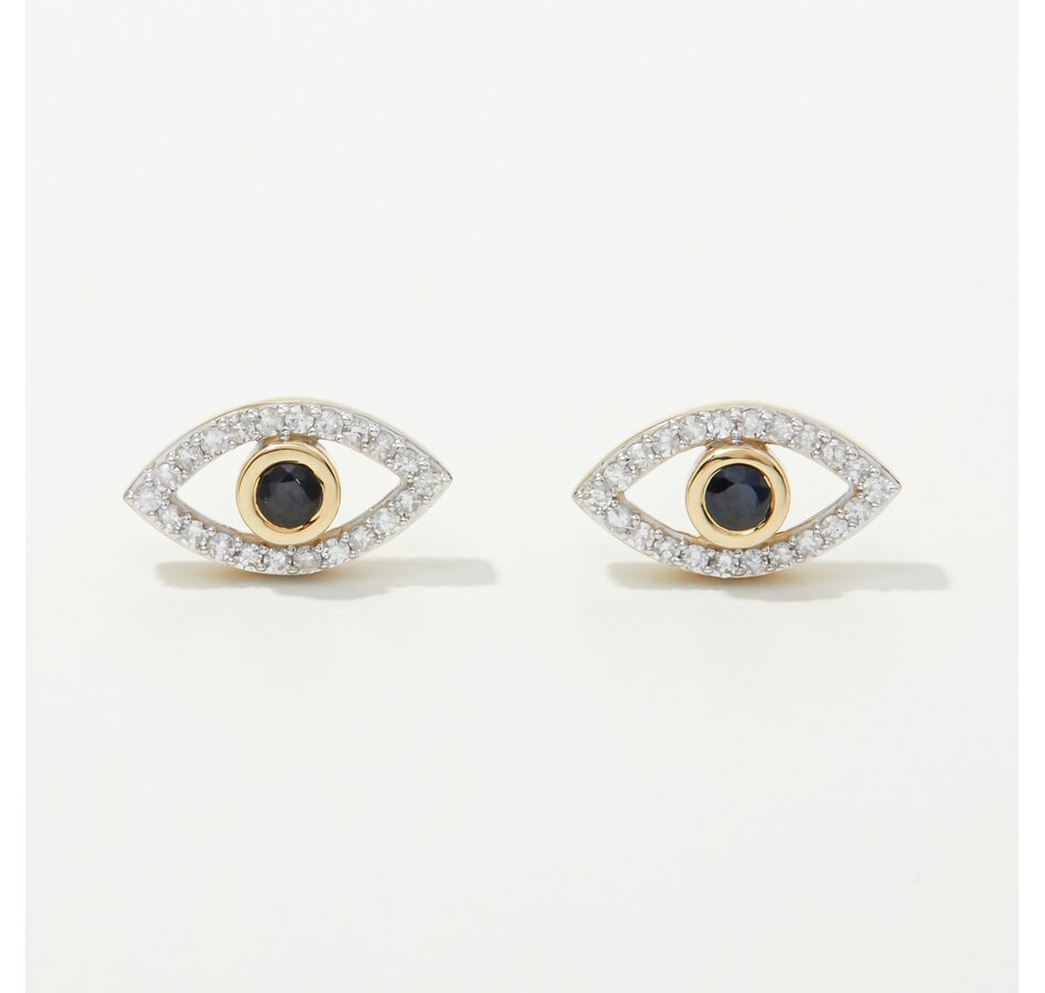 Image 248140.jpg, Product 248-140 / Price $579.99, 10K Yellow Gold Diamond and Blue Sapphire Evil Eye Stud Earrings from The Vault on TSC.ca's Jewellery department