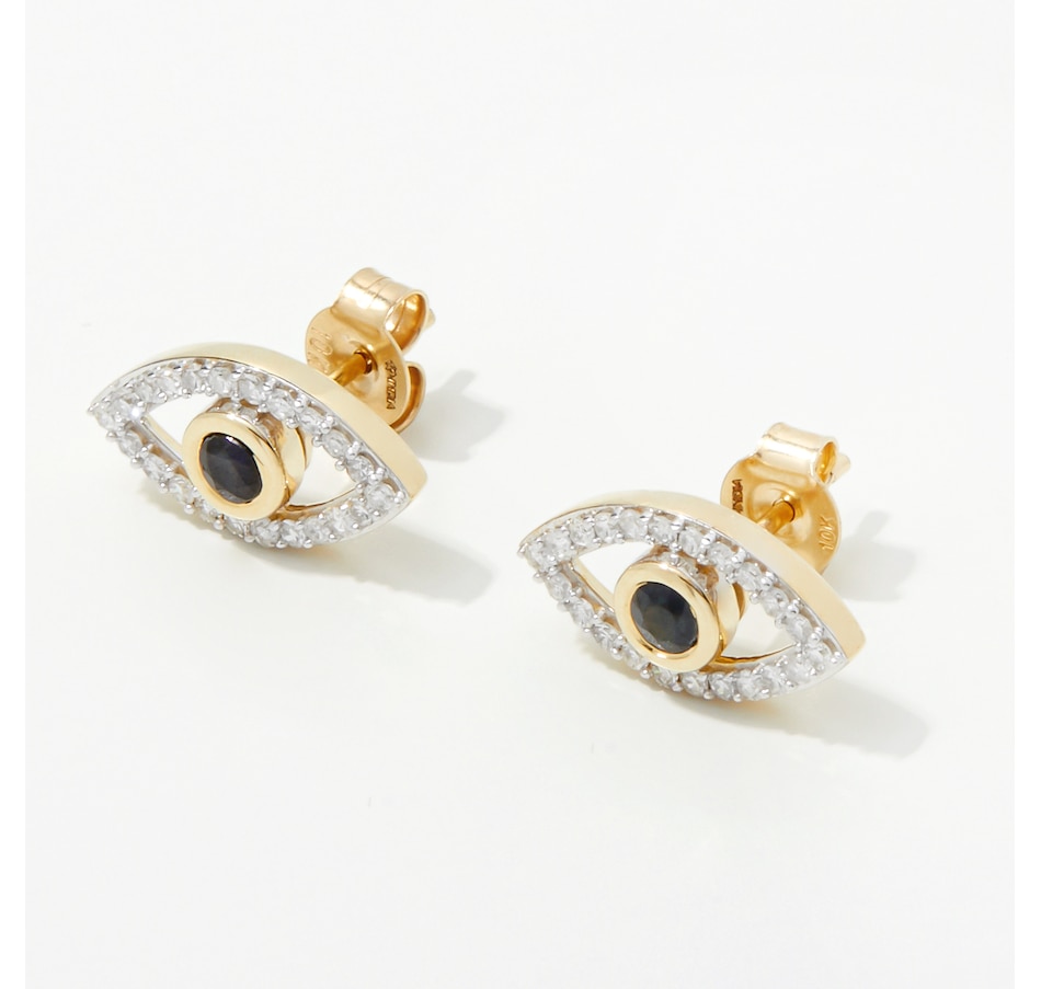 Image 248140_ALTMORE1.jpg, Product 248-140 / Price $579.99, 10K Yellow Gold Diamond and Blue Sapphire Evil Eye Stud Earrings from The Vault on TSC.ca's Jewellery department
