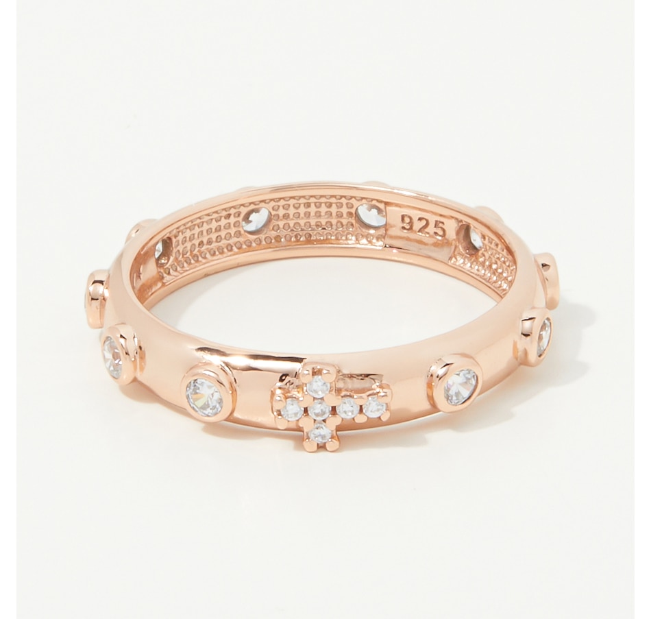 AMEN Sterling Silver Cross and Station White Zirconia Ring - TSC.ca