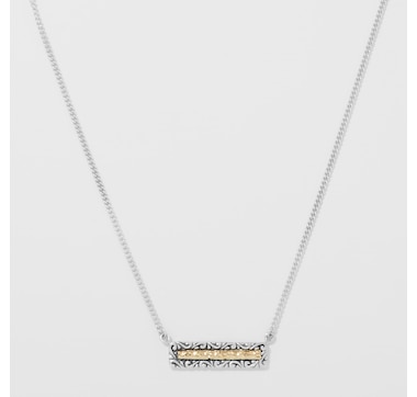 Product 248-214 / Price $139.99 , Samuel B Collection Sterling Silver 18K Hammered Gold Bar Necklace With Bali Design