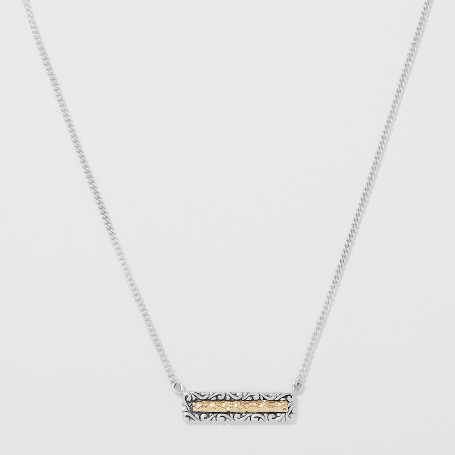 Image 248214.jpg, Product 248-214 / Price $99.88, Samuel B Collection Sterling Silver 18K Hammered Gold Bar Necklace With Bali Design from Samuel B. Collection on TSC.ca's Jewellery department