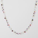 Samuel B Collection Sterling Silver Multi Stone Round Charm Necklace