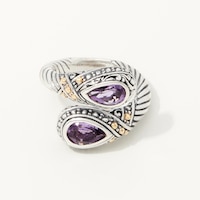 Samuel B Collection Sterling Silver 18K Bypass Pear Ring