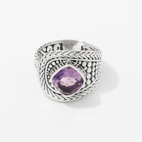Samuel B Collection Sterling Silver Cushion Ring Choice of: Citrine, Blue Topaz or 
