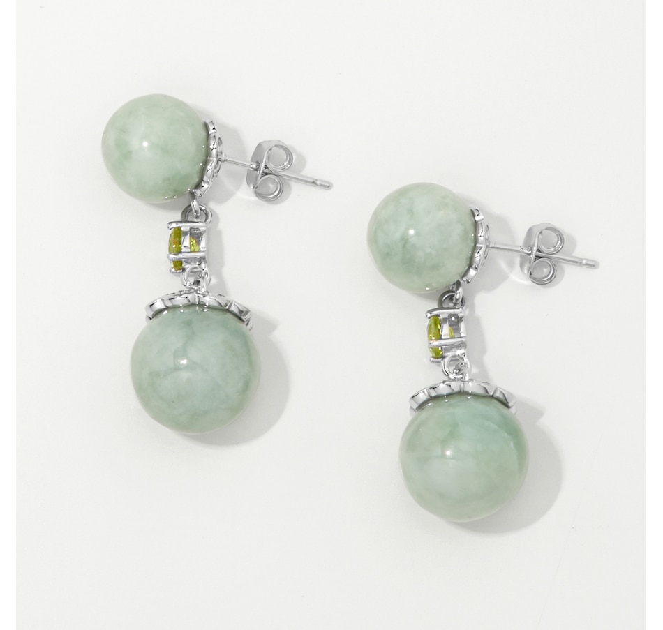 Image 248272_ALTMORE1.jpg, Product 248-272 / Price $99.99, Jade of Yesteryear Sterling Silver Genuine Green Jade Bead with Peridot Dangle Stud Earrings from Jade of Yesteryear on TSC.ca's Jewellery department