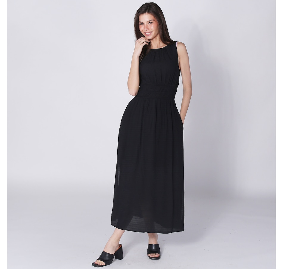 Image 248357_BLK.jpg, Product 248-357 / Price $44.33, Compañía Fantástica Textured Crepe Smock Waist Long Dress from Compania Fantastica on TSC.ca's Fashion department