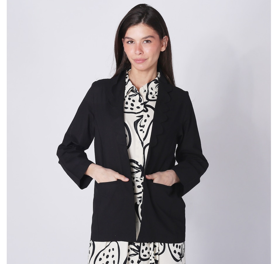 Image 248362_BLK.jpg, Product 248-362 / Price $34.33, Compañía Fantástica Cotton Scalloped Lapel Blazer from Compania Fantastica on TSC.ca's Fashion department