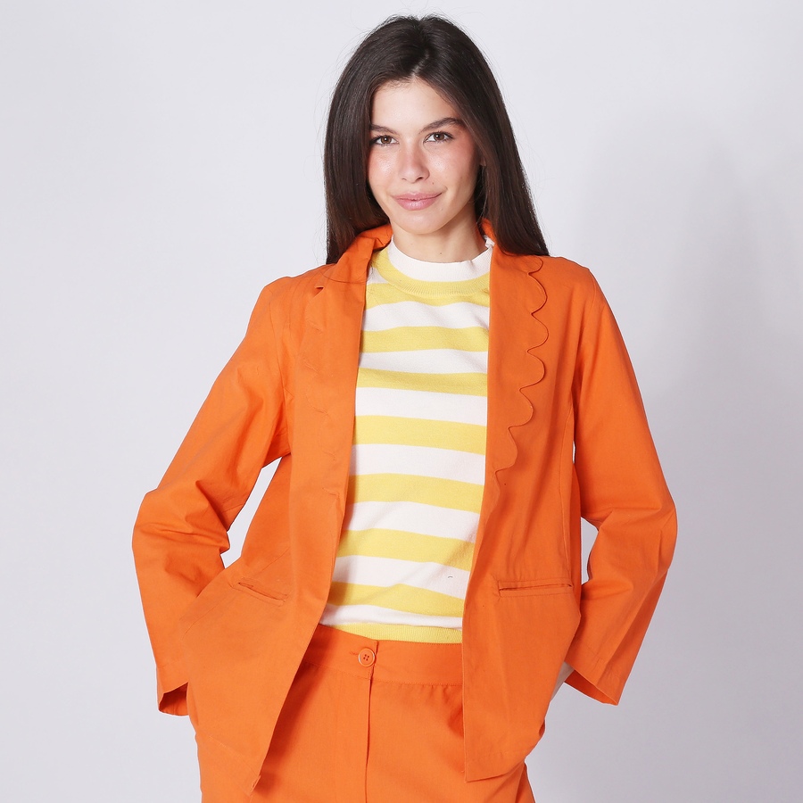 Image 248362_ORA.jpg, Product 248-362 / Price $34.33, Compañía Fantástica Cotton Scalloped Lapel Blazer from Compania Fantastica on TSC.ca's Fashion department