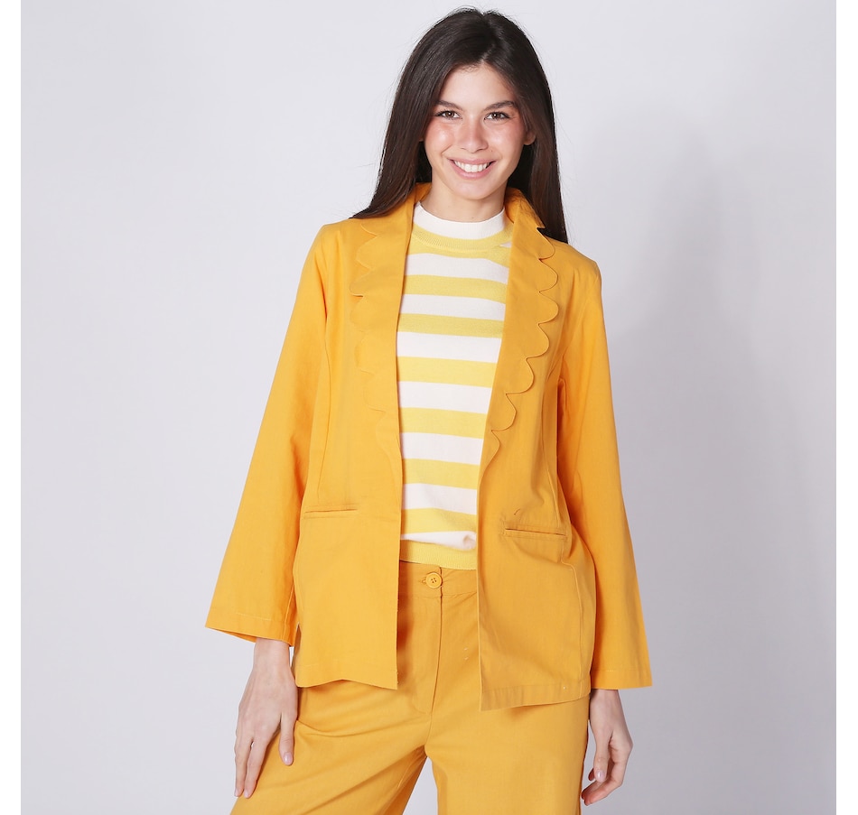 Image 248362_YEL.jpg, Product 248-362 / Price $34.33, Compañía Fantástica Cotton Scalloped Lapel Blazer from Compania Fantastica on TSC.ca's Fashion department