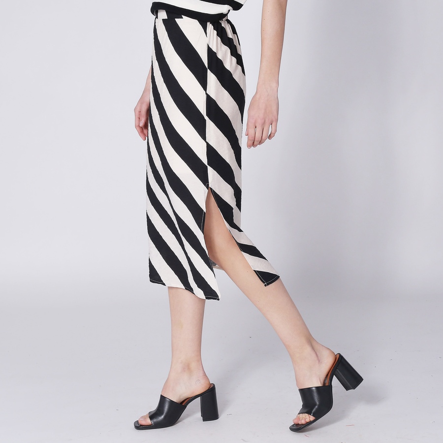Image 248366_ALTMORE2.jpg, Product 248-366 / Price $29.33, Compañía Fantástica Crepe Stripe Midi Skirt with Side Slit from Compania Fantastica on TSC.ca's Fashion department