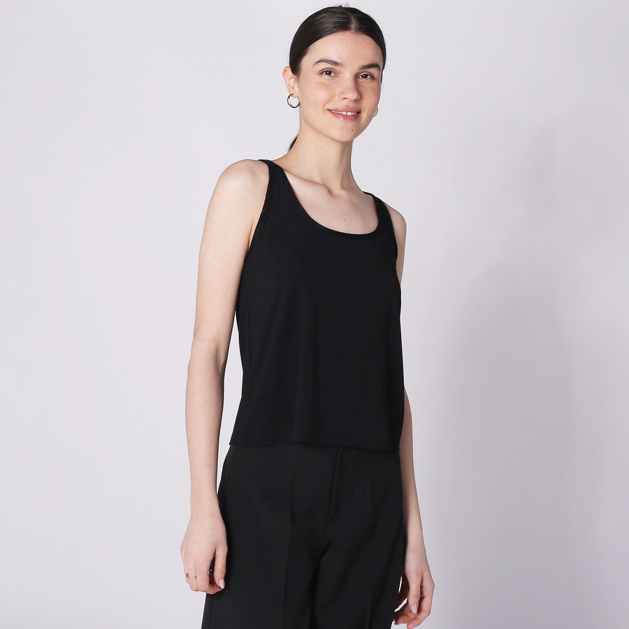 Image 248398_BLK.jpg, Product 248-398 / Price $12.33, Aggel Knitwear Jersey Sleeveless Top With Knitted Details from Aggel on TSC.ca's Fashion department