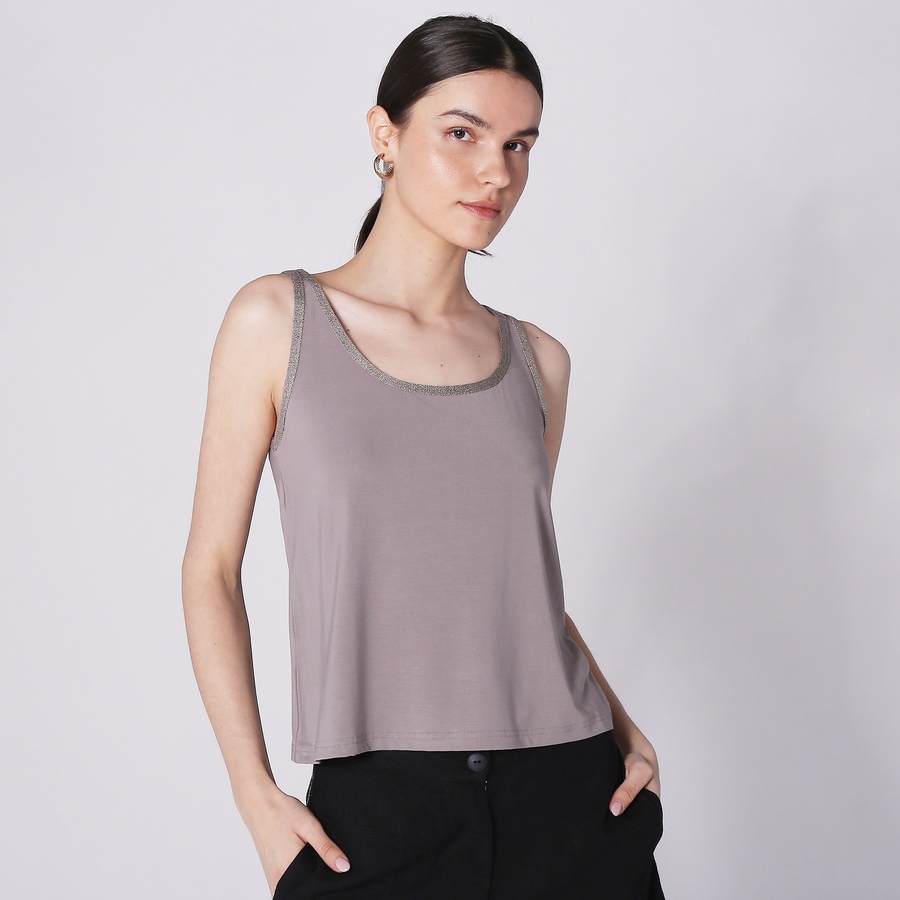 Image 248398_ELT.jpg, Product 248-398 / Price $12.33, Aggel Knitwear Jersey Sleeveless Top With Knitted Details from Aggel on TSC.ca's Fashion department