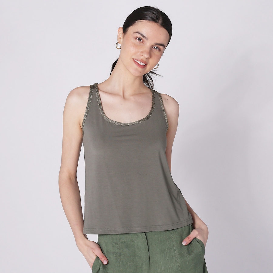 Image 248398_KHA.jpg, Product 248-398 / Price $12.33, Aggel Knitwear Jersey Sleeveless Top With Knitted Details from Aggel on TSC.ca's Fashion department