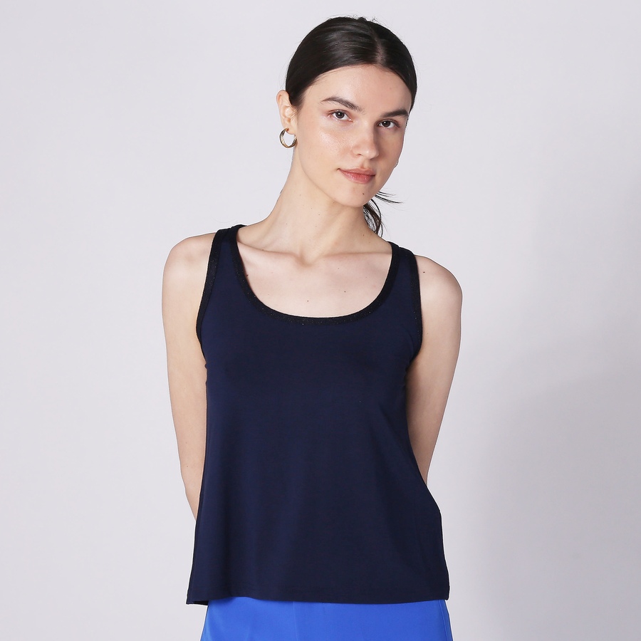 Image 248398_NVY.jpg, Product 248-398 / Price $12.33, Aggel Knitwear Jersey Sleeveless Top With Knitted Details from Aggel on TSC.ca's Fashion department