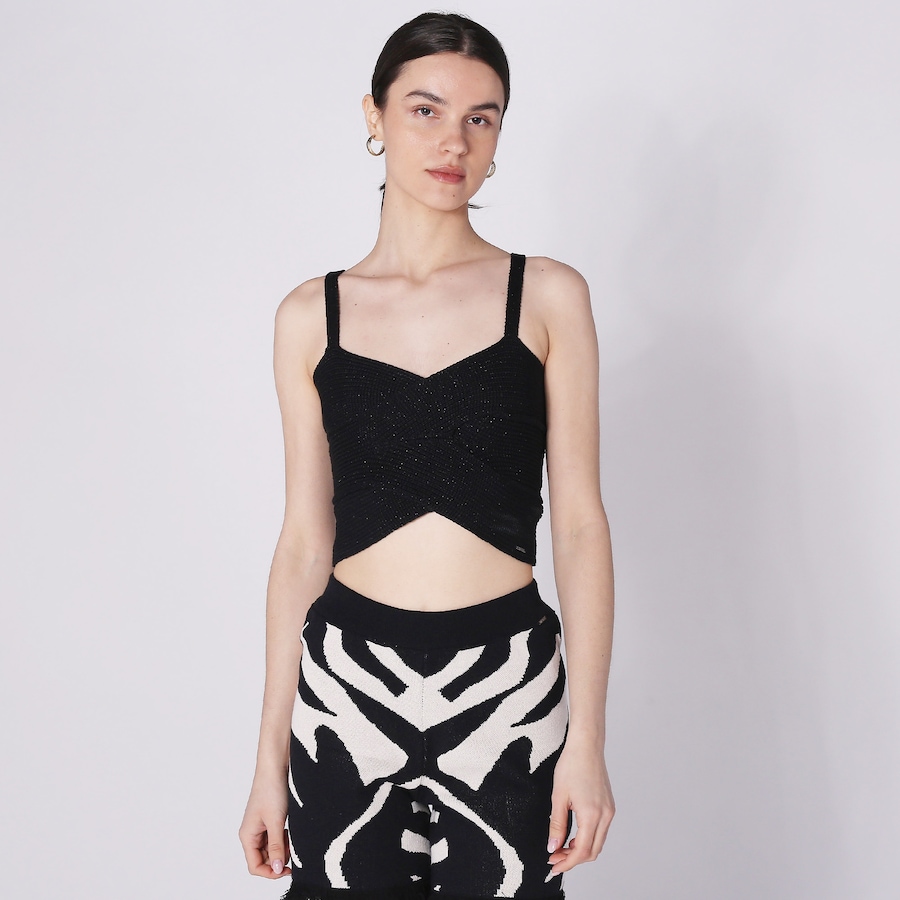 Image 248402_BLK.jpg, Product 248-402 / Price $19.33, Aggel Knitwear Cotton Lurex Ribbed Cropped Top from Aggel on TSC.ca's Fashion department