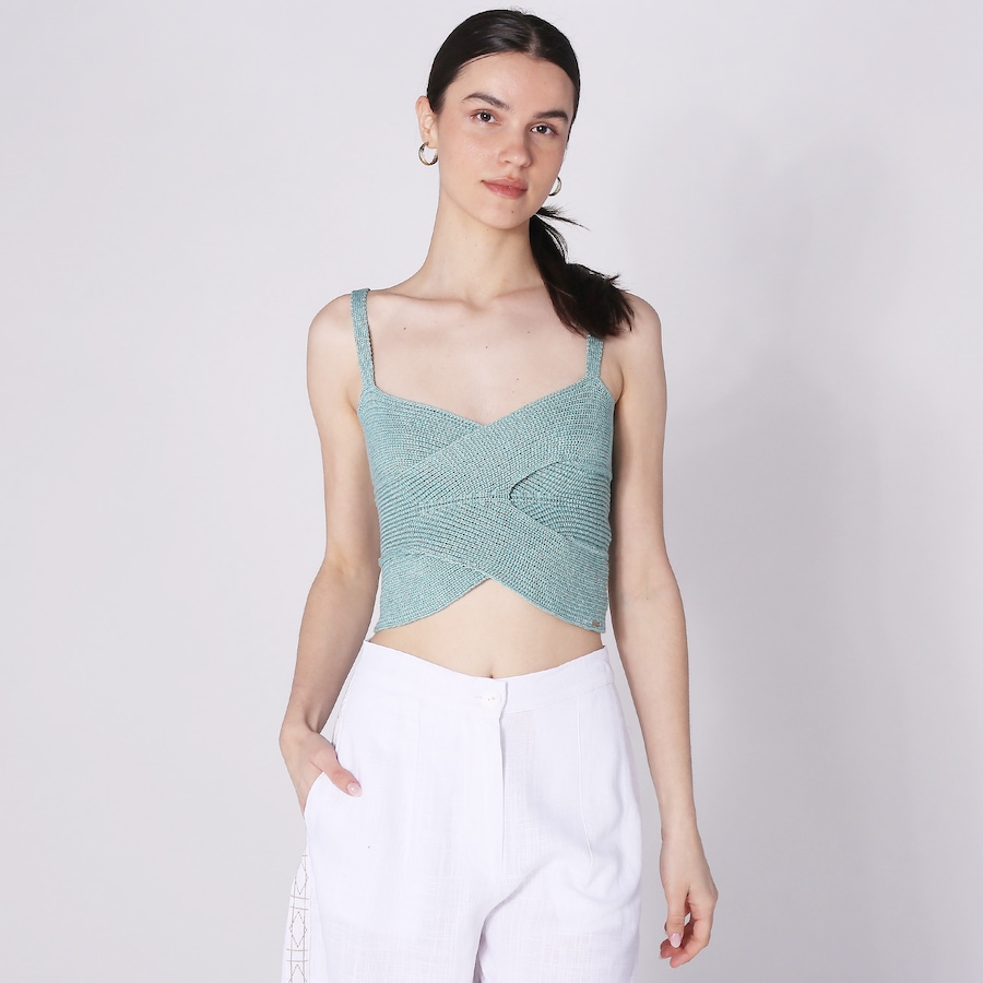 Image 248402_TLE.jpg, Product 248-402 / Price $19.33, Aggel Knitwear Cotton Lurex Ribbed Cropped Top from Aggel on TSC.ca's Fashion department