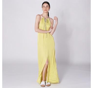 Aggel Knitwear Satin Maxi Dress With Back Detail