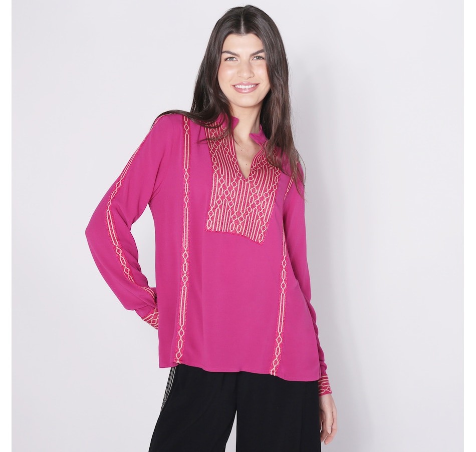Image 248425_FUS.jpg, Product 248-425 / Price $63.33, Aggel Knitwear Crepe Marocaine Blouse With Knitted Details from Aggel on TSC.ca's Fashion department