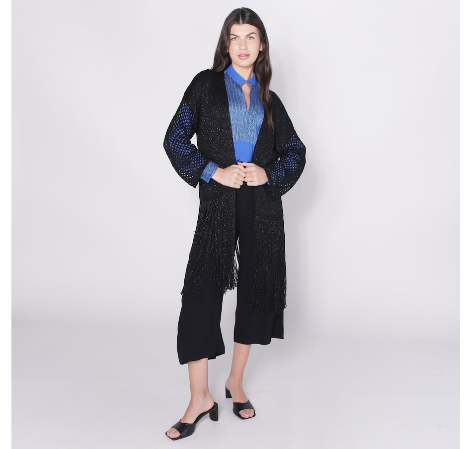 Image 248431_BLK.jpg, Product 248-431 / Price $51.33, Aggel Knitwear Metallic Knit Fringed Cardigan from Aggel on TSC.ca's Fashion department