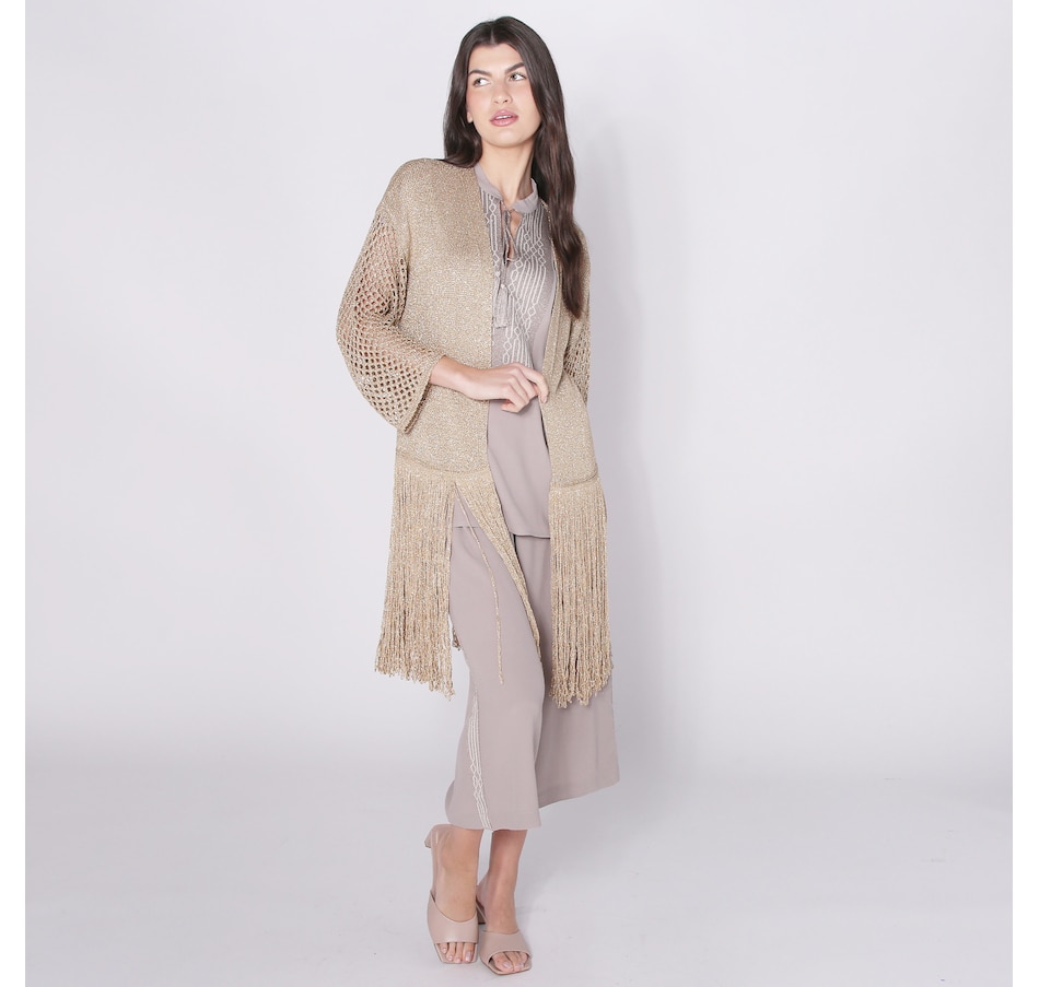 Image 248431_GLD.jpg, Product 248-431 / Price $51.33, Aggel Knitwear Metallic Knit Fringed Cardigan from Aggel on TSC.ca's Fashion department